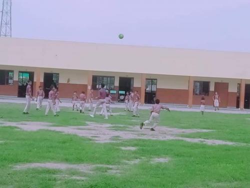 Students playing in ground